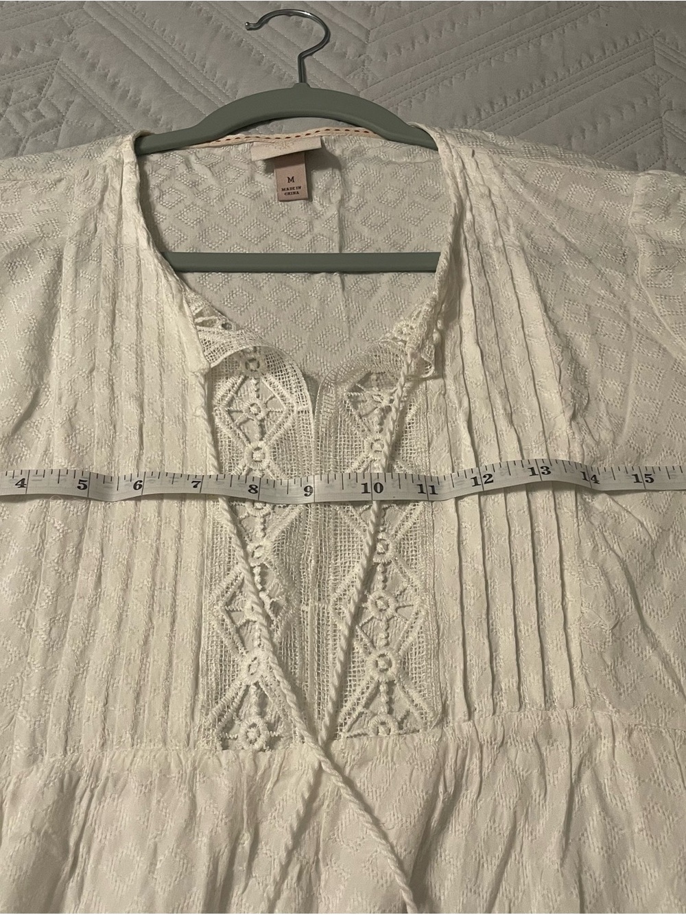 Knox Rose White Lace-Trim Tiered Mini Dress - Picture 11 of 14